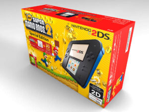 Boîte console 2DS Super Mario Bros 2 Noir et Bleu, boîte 2DS Super Mario Bros 2 Noir et Bleu