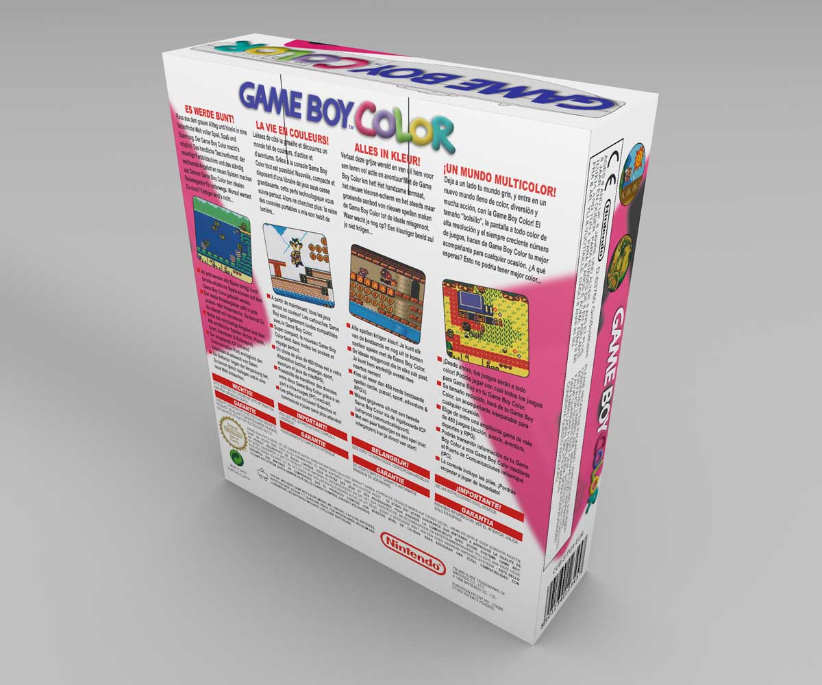 Boîte console Game Boy Color Rose, boîte Game Boy Color Rose