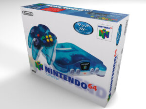 Boîte console Nintendo 64 Clear Blue, boîte Nintendo 64 Clear Blue