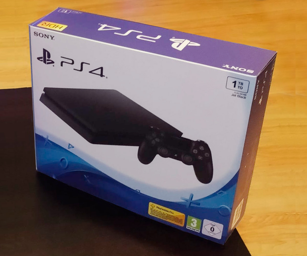 Boîte console PlayStation 4 Slim Noire 1TB, boîte PS4 Slim Noire 1TB