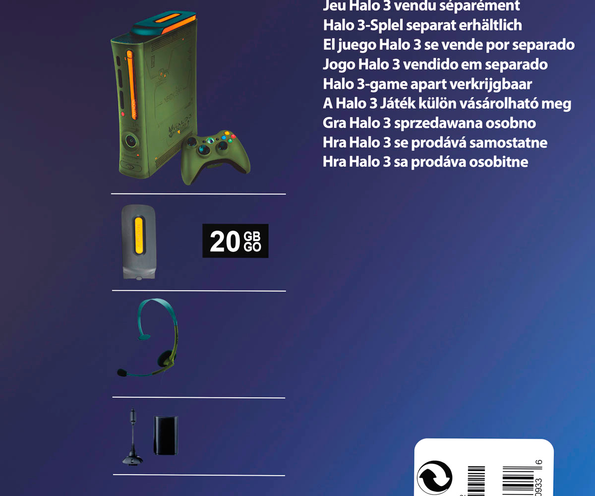 Boîte console Xbox 360 Halo 3 PAL, boîte Xbox 360 Halo 3