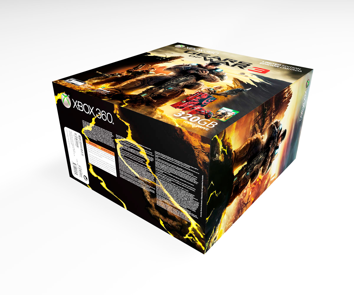 Boîte console Xbox 360 S Gears of War 3 320GB, boîte Xbox 360 S Gears of War 3
