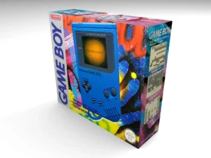 boîte Game Boy Blue Play It Loud reproduction avec cartons intérieurs