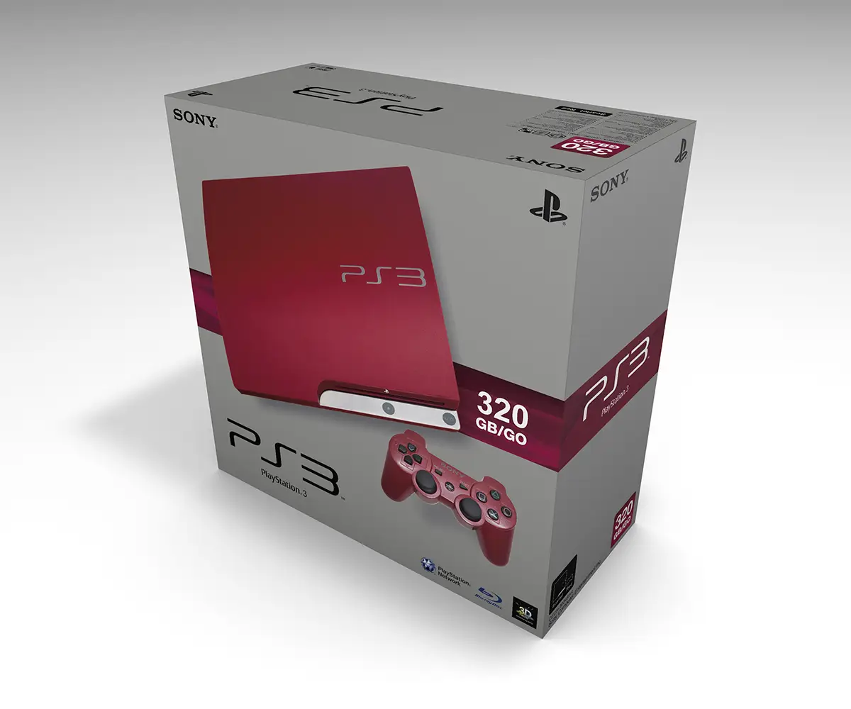 Boîte PlayStation 3 Slim 320GB Rouge
